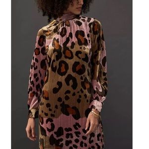 Anthropologie Eleanor Velvet tunic dress Cheetah Print